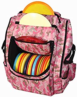 FITactic Luxury Frisbee Disc Golf Bag Backpack (Capacity: 25-30 Discs, Pink Woodland Camouflage)