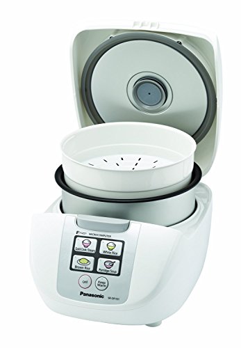 Panasonic 5 Cup (Uncooked) Rice Cooker with Fuzzy Logic and One-Touch Cooking for Brown Rice, White Rice, and Porridge or Soup  1.0 Liter  SR-DF101 (White)