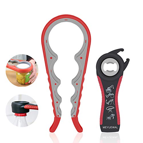 Jar Opener, 5 in 1 Multi Function Can Opener Bottle Opener Kit with Silicone Handle Easy to Use for Children, Elderly and Arthritis Sufferers