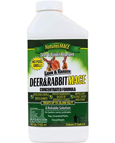 Nature's Mace Deer & Rabbit Repellent 40oz Concentrate/Covers 28,000 Sq. Ft. / Repel Deer from Your Home & Garden. Safe to use Around Children, Plants & Produce. Protect Your Garden Instantly