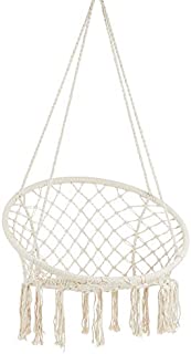 Project One Macrame Hanging Hammock Chair, Hand Woven Rope Hammock Swing Chair for Indoor, Outdoor, Home, Bedroom, Patio, Deck, Garden (White)