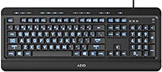 Azio Large Print Keyboard - USB Computer Keyboard with 3 Interchangeable Backlight Colors (KB505U)