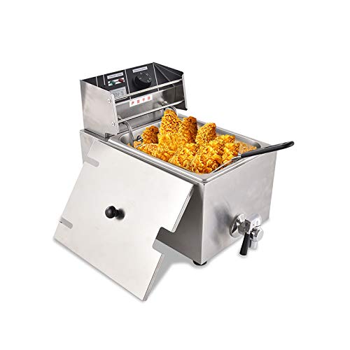 Deep Fryer, Professional Electric Deep Fryer, 8L Deep Fryers with Handle and Basket for Commercial Use Restaurant Home, 1.8KW Stainless Steel Air Fryer for Turkey Onion Rings French Fries Donuts