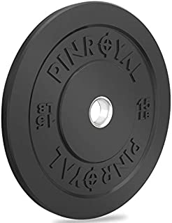 PINROYAL Bumper Plate 15LB, Olympic Weight Plate with 2 inch Stainless Steel Hub, Rubber Barbell Weights to Protect Floor, Smooth Strength Training Plate to Protect Bar from Scratches, Single