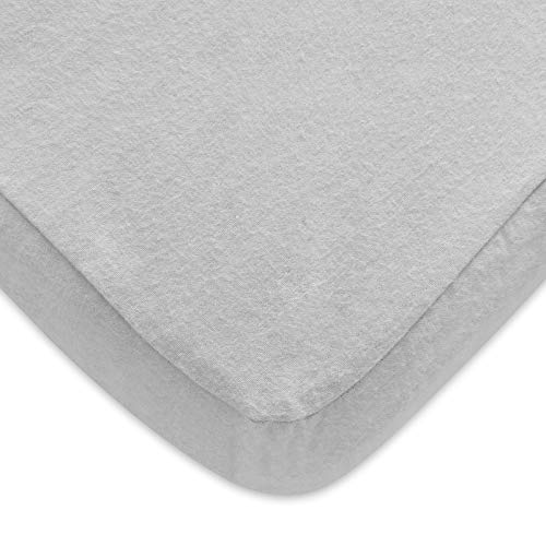 Pack N Play Fitted Sheet, 100% Cotton Flannel, Fitted Portable Mini Crib Sheet for Girls Boys, Ultra Soft Breathable Convertible Playard Mattress Cover, Playard Playpen Sheet, Grey