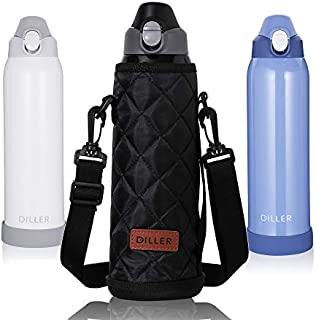 DILLER Vacuum Insulated Water Bottle, 32oz Stainless Steel Thermos Coffee Travel Mug BPA-Free Thermos Flask ,Keeps Cold 24H, Hot 12H (32 OZ Black)