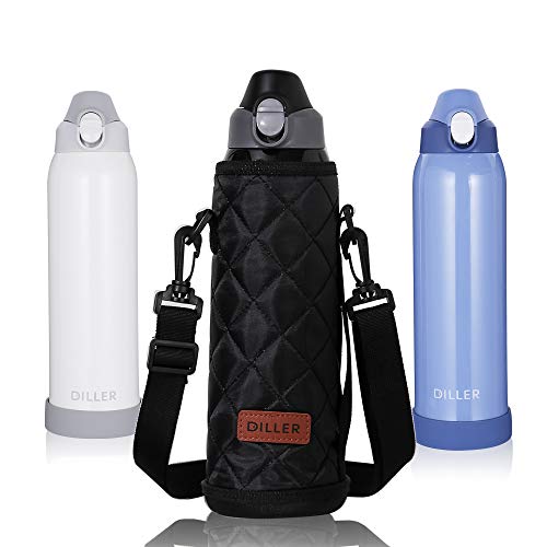 DILLER Vacuum Insulated Water Bottle, 32oz Stainless Steel Thermos Coffee Travel Mug BPA-Free Thermos Flask ,Keeps Cold 24H, Hot 12H (32 OZ Black)