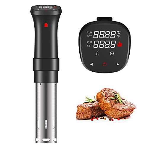 Fityou Sous Vide Cooker 1100W, Thermal Immersion Circulator with Recipe and Adjustable Clamp, Sous Vide Heater with Accurate Temperature & Digital Timer, Ultra Quiet Stainless Steel