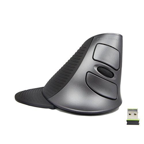 J-Tech Digital Scroll Endurance Wireless Mouse Ergonomic Vertical USB Mouse with Adjustable Sensitivity (600/1000/1600 DPI), Removable Palm Rest & Thumb Buttons - Reduces Hand/Wrist Pain