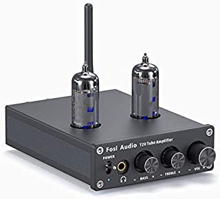 T20 Bluetooth Tube Amplifier Stereo Receiver 2 Channel Class D Digital Mini Hi-Fi Power Amp Preamp Compact Integrated Headphone Amplifier for Home Passive Speakers with 6J4 Vacuum tubes + Power Supply