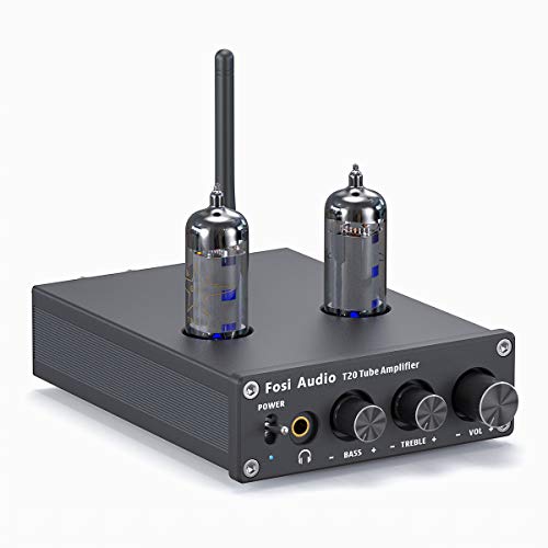 T20 Bluetooth Tube Amplifier Stereo Receiver 2 Channel Class D Digital Mini Hi-Fi Power Amp Preamp Compact Integrated Headphone Amplifier for Home Passive Speakers with 6J4 Vacuum tubes + Power Supply