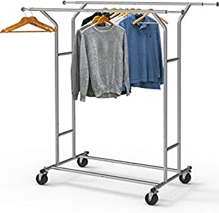 Simple Houseware Heavy Duty Double Rail Clothing Garment Rack, Chrome