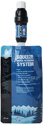 Sawyer Products SP129 Squeeze Water Filtration System w/ Two Pouches,Black/Blue