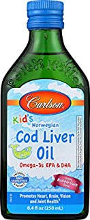 Carlson - Kid's Cod Liver Oil, 550 mg Omega-3s, Vitamins A & D3, Wild Norwegian, Bubble Gum, 250 mL