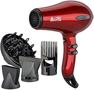 1875W Tourmaline Hair Dryer Ionic Frizz Control Fast Drying Blow Dryer Lightweight Compact Professional Hairdryer 2 Speed and 3 Heat Settings, Concentrator & Diffuser & Pik, Cool Shot