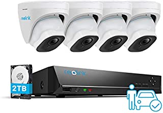 Reolink 4K Security Camera System H.265, 4pcs 8MP Person/Vehicle Detection Smart Wired Outdoor PoE IP Cameras, 8MP 8-Channel NVR with 2TB HDD for 24/7 Recording, RLK8-820D4-A