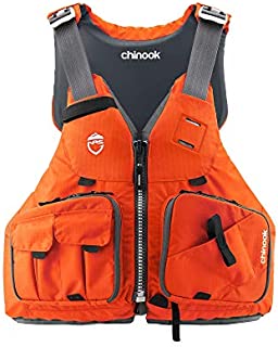 NRS Chinook Type III Fishing Life Vest PFD with Pockets, Size Large/XL, Orange