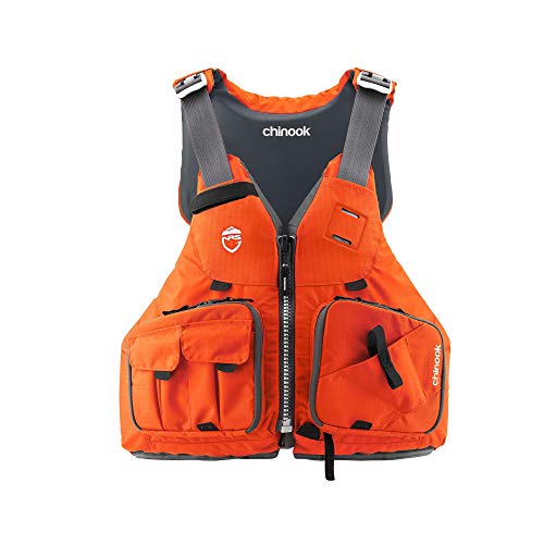 NRS Chinook Type III Fishing Life Vest PFD with Pockets, Size Large/XL, Orange