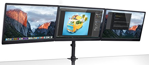 Mount-It! Triple Monitor Mount 3 Screen Desk Stand for LCD Computer Monitors for 19 20 22 23 24 27 Inch Monitors VESA 75 and 100 Compatible Full Motion, 54 lbs Capacity (MI-1753),Black