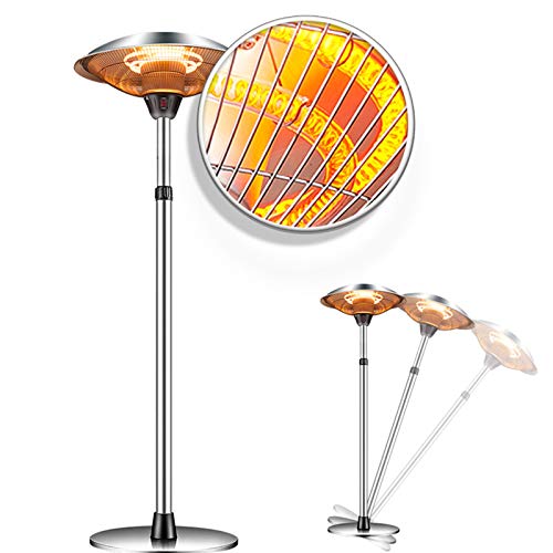 Raoccuy Infrared Patio Heater Electric Outdoor - Electric Outdoor Patio Heater 1500W 3 Power Modes Indoor/Outdoor Heater Quiet Water-Resistant Tip-Over Shut Off Home Freestanding Space Heater