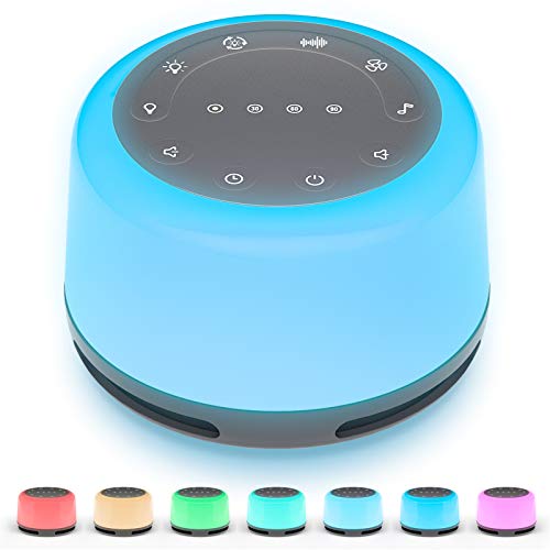 Anescra White Noise Machine with 24 Hi-Fi Soothing Sounds, Night Light and Timer, Built-in Rechargeable Battery, Portable Sleep Sound Machine for Baby, Adult, Home, Office, Travel and Sound Therapy