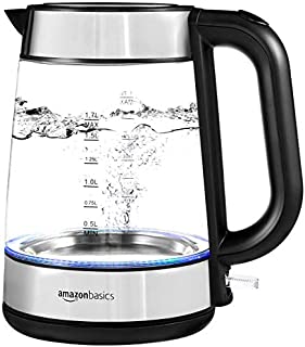 Amazon Basics Electric Glass and Steel Kettle - 1.7-Liter