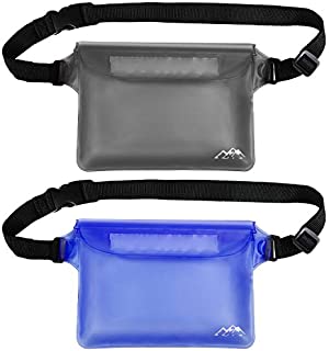 SMARTAKE 2-Pack Waterproof Pouch with Waist Strap, Durable Dry Bag for Phone, Valuables and Wallet, Waterproof Bag Case for Swimming, Boating, Snorkeling Fishing and Beach, Blue and Grey