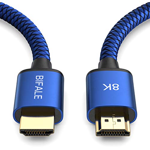 BIFALE 8K HDMI Cable 10ft, Nylon Braided 2.1 HDMI Cable Support Dolby Atmos, 8K@60Hz, 4K@120Hz, Dynamic HDR, eARC, 48Gpbs, Compatible with Apple TV, PS5, RTX3080 / 3090, RX 6800/6900 and More