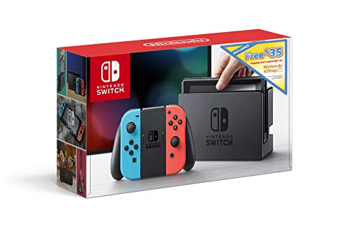 Nintendo Switch w/ Neon Blue & Neon Red Joy Con + $35 Nintendo eShop Credit Download Code - Nintendo Switch