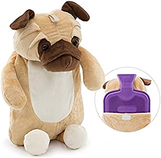 HomeTop Premium Classic Rubber Hot Water Bottle with Cute 3D Animal Cover (2L, Huggy Puggy)