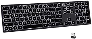 seenda Wireless Illuminated Keyboard  Backlit Keyboard, Rechargeable Full Size Wireless Keyboard, 2.4GHz Connection for Computer, Laptop, Desktop, PC, Windows 10/8/7 (Space Gray)