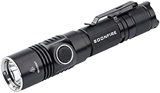 Cree XP-L LED 1050 Lumens Tactical Flashlight,Soonfire DS30 USB Rechargeable Waterproof Flashlight With Battery Beam Distance 335 Meters (Small)