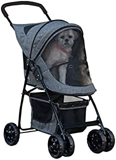 Pet Gear Happy Trails Pet Stroller for Cats/Dogs, Easy Fold with Removable Liner, Storage Basket, Dark Platinum, Model Number: PG8030DP