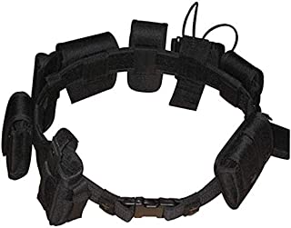 Black Law Enforcement Modular Equipment System Security Military Tactical Duty Utility Belt (10 in 1, Adjustable 35-45 inches, Black)