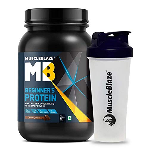 DD Store MuscleBlaze Beginner's Whey Protein Supplement (Chocolate, 1 kg with Shaker)