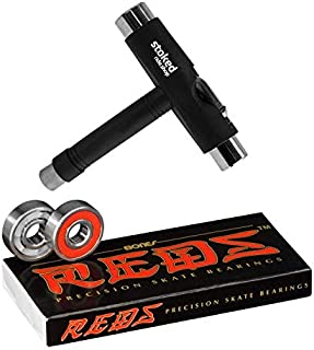 Bones Reds Bearings 8-Pack for [Skateboards, Longboards, Scooters, Spinners] (8-Pack W/Tool)