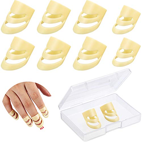 8 Pieces Guitar Picks Adjustable Finger Picks Small Medium and Large Finger Picks Plectrums Stringed Instrument Accessories with Storage Box for Guitar Bass Banjo Ukulele (Adult Size)