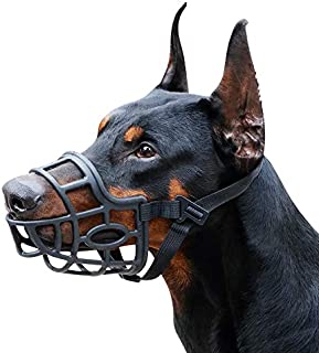 Dog Muzzle, Breathable Basket Muzzles for Small, Medium, Large and X-Large Dogs, Stop Biting, Barking and Chewing (M - Border Collie, Black)