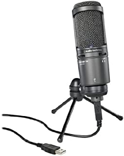 Audio-Technica AT2020USB+ Cardioid Condenser USB Microphone, with Built-In Headphone Jack & Volume Control, Black