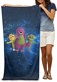 ainidamiss Barney and Friends Beach Bath Towel Bathroom Swimming Towel Gym and Spa Towel for Adults