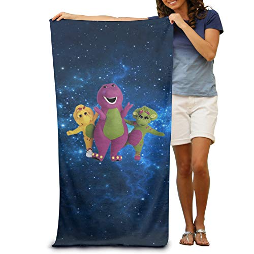 ainidamiss Barney and Friends Beach Bath Towel Bathroom Swimming Towel Gym and Spa Towel for Adults