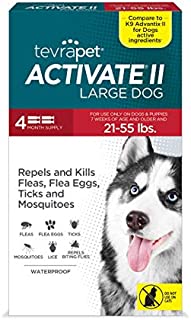 TevraPet Activate II Flea and Tick Prevention for Dogs | 4 Months Supply | Large Dogs 21-55 lbs | Medicine for Treatment and Control | Topical Drops