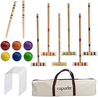 ROPODA Six-Player Croquet Set with Wooden Mallets, Colored Balls, Sturdy Carrying Bag for Adults &Kids, Perfect for Lawn,Backyard,Park and More.