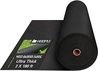 HOOPLE Garden Weed Barrier. Premium Pro Ultra Thick Landscape Fabric, Weeds Control for Flower Bed, Mulch, Pavers, Edging, Garden Stakes, Heavy Duty Outdoor Project. Black (3ft X 180ft)