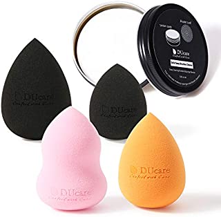 DUcare Foundation Sponge Set 4pcs+1pcs Sponges Cleaner Coco Soap Beauty Makeup Blender Non-latex Multi-colored Flawless for Foundation,Liquid, Cream, and Powder Make up Brush Cleaner