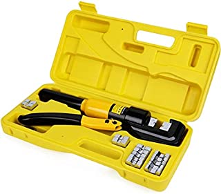 HYCLAT 10 Tons Hydraulic Wire Battery Cable Lug Terminal Crimper Crimping Tool With 9 Pairs of Dies