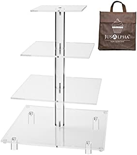 Jusalpha 4 Tier Square Wedding Acrylic Cupcake Tower Stand-Cake Stand-Dessert Stand 4 Tier (Tall version)