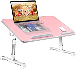 Laptop Desk for Bed,LEEHEE Adjustable Lap Bed Tray Folding Table Lap Stand with Internal USB Cooling Fan, Standing Desk for Home Office Working Gaming Writing, Fits for 17