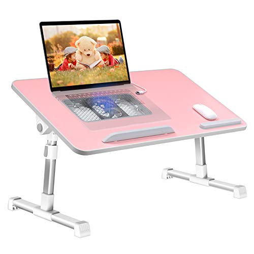 Laptop Desk for Bed,LEEHEE Adjustable Lap Bed Tray Folding Table Lap Stand with Internal USB Cooling Fan, Standing Desk for Home Office Working Gaming Writing, Fits for 17