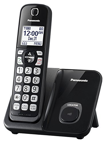 Panasonic Expandable Cordless Phone System with Call Block and High Contrast Displays and Keypads - 1 Cordless Handset - KX-TGD510B (Black)